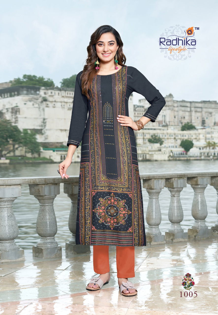 Radhika Flamingo 1 Wholesale Kurti With Pant Collection